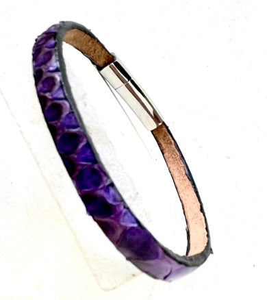 Men's purple python leather bracelet