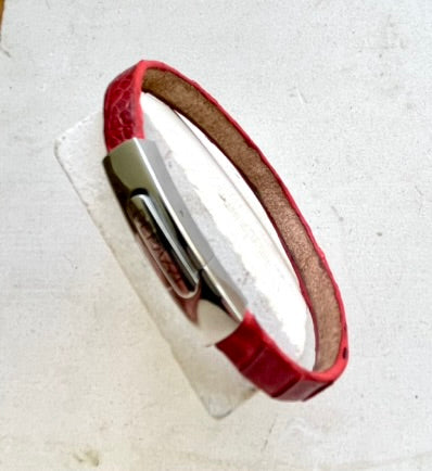 Men's red ostrich leather bracelet