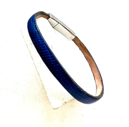 Navy lizard leather bracelet
