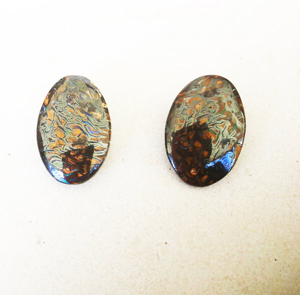 Boulder opal oval studs
