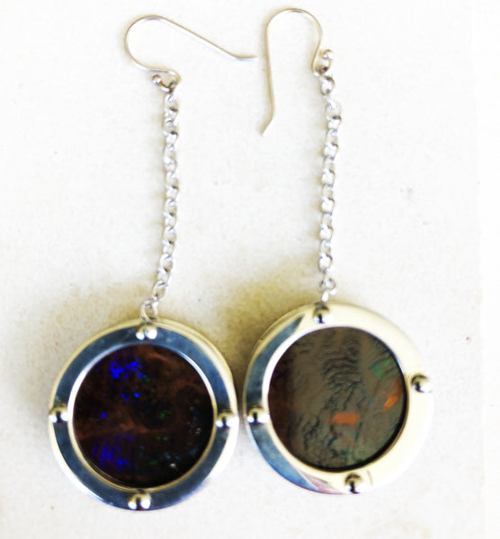 Boulder opal window drop earrings