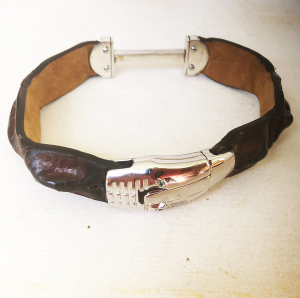 Men's crocodile bar bracelet